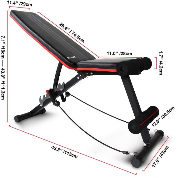 ativafit adjustable weight bench dimension